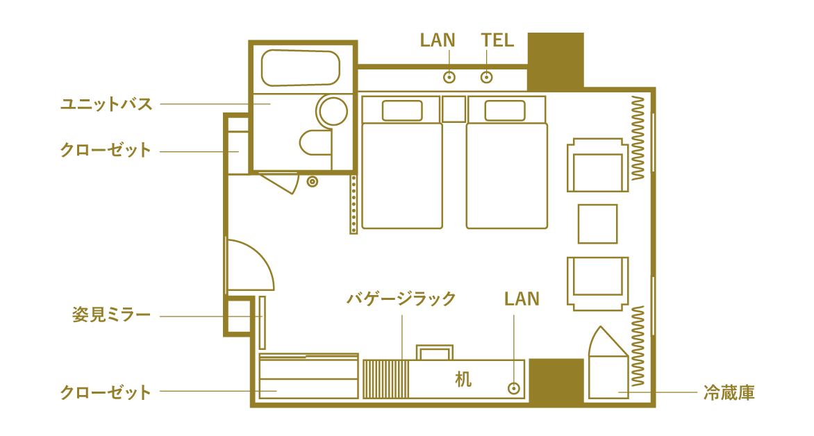 かりゆしツインルーム平面図